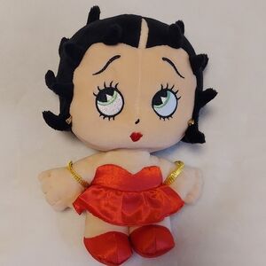 Universal Plush Doll with Red Dress and Black Hair